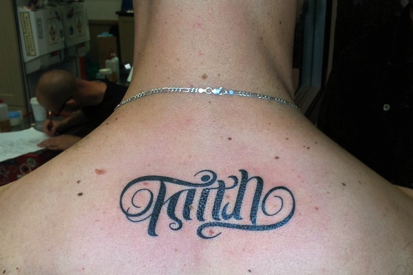Faith Trust Ambigram Tattoo
