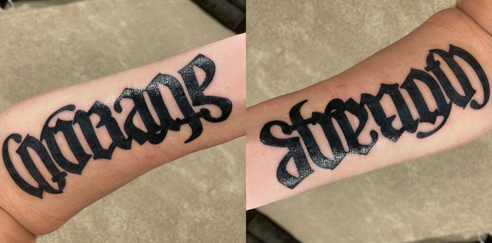 strength courage ambigram tattoo